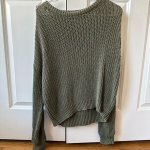 Green knit slouchy sweater